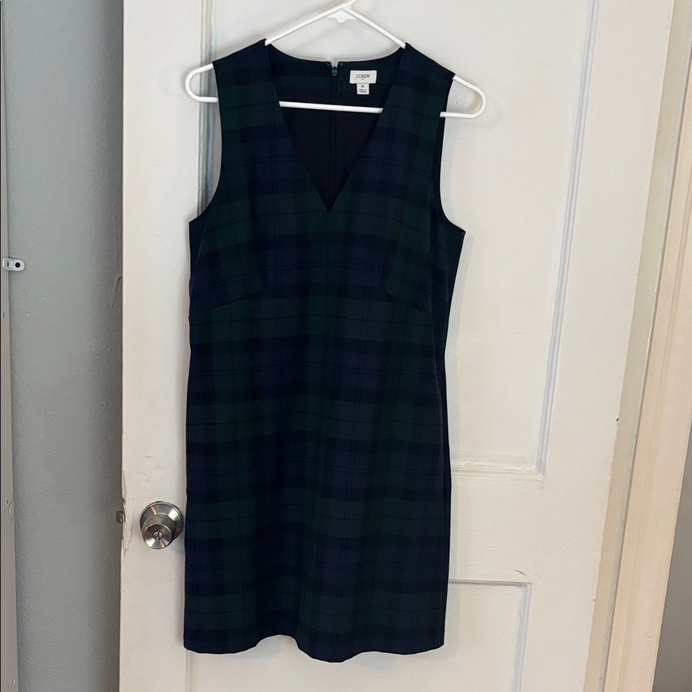 J. Crew Black and Green Plaid Mini Dress